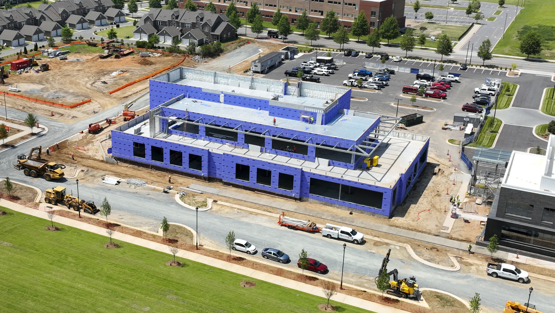 Building Two steel frame under construction